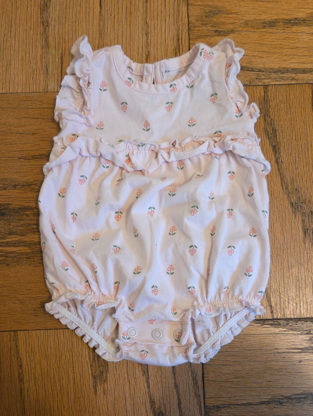 Carter's Light Pink Floral Ruffle Romper